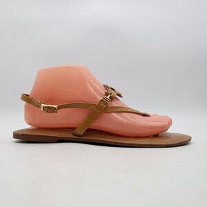 Tory Burch Ali Sandals Beige Patent Leather Women's Size 8 M Casual Sandals